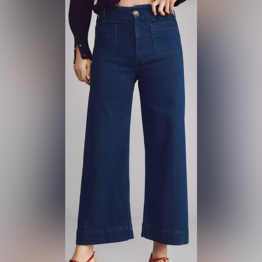Maeve High-Rise Wide-Leg Jeans in Dark Indigo